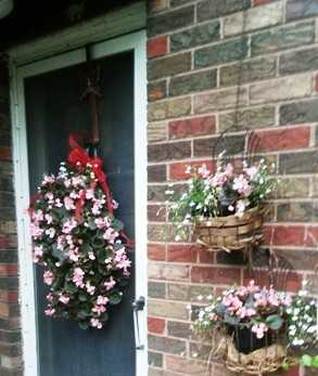 flowers on door